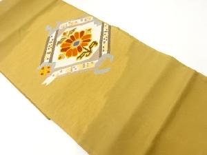 アンティーク　変わり菱に草花模様織出し袋帯（材料）